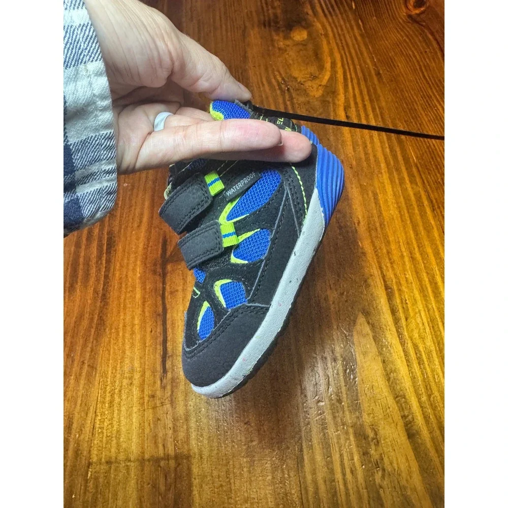 Merrell Bare Steps Ridge Toddler Waterproof Sneakers Blue Black Lime 5M ML265238
